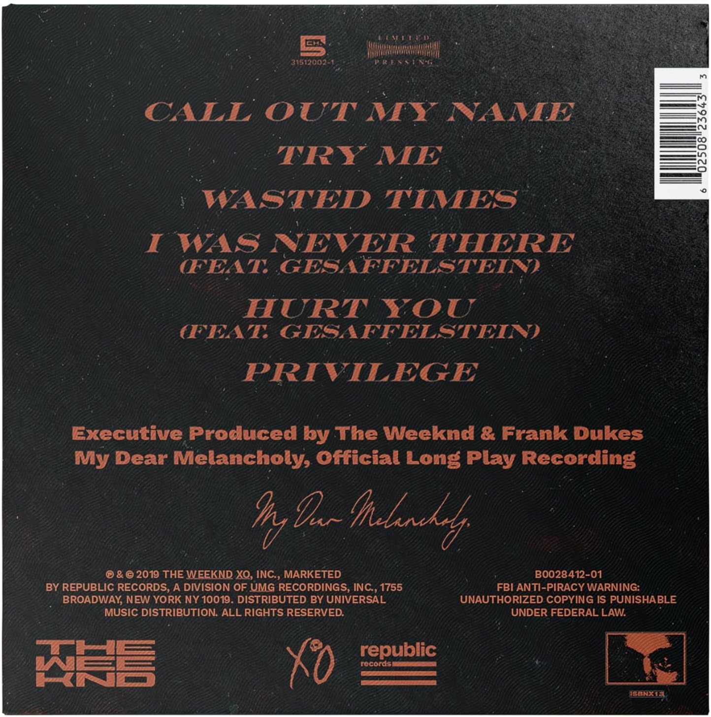 ,The Weeknd - My Dear Melancholy ,The Weeknd - My Dear Melancholy – תמונה 2