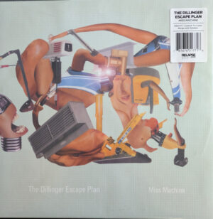 The Dillinger Escape Plan - Miss Machine [Custom Tri-Color Merge (Mint Green, White And Metallic Silver) With Mustard, White And Cyan Blue Splatter]