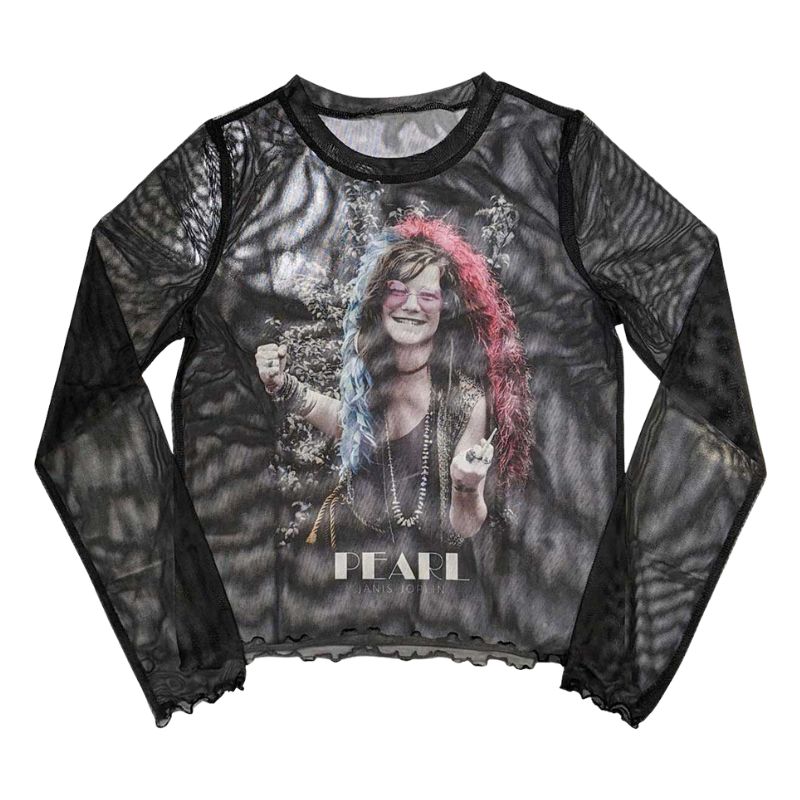 Janis Joplin - Pearl Garden Ladies Mesh Long Sleeve Janis Joplin - Pearl Garden Ladies Mesh Long Sleeve