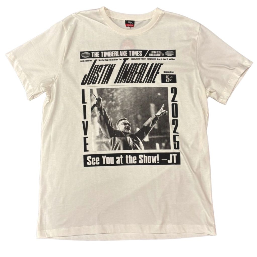 Justine Timberlake - Forget Tomorrow 2025 Tour White T-Shirt Justine Timberlake - Forget Tomorrow 2025 Tour White T-Shirt