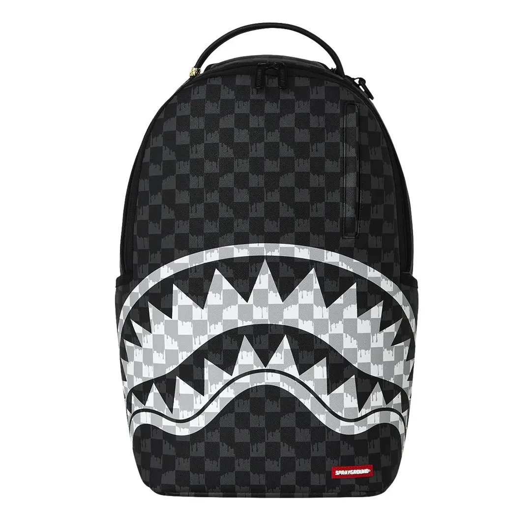 Sprayground - Black And White Drip Check Shark Backpack Sprayground - Black And White Drip Check Shark Backpack