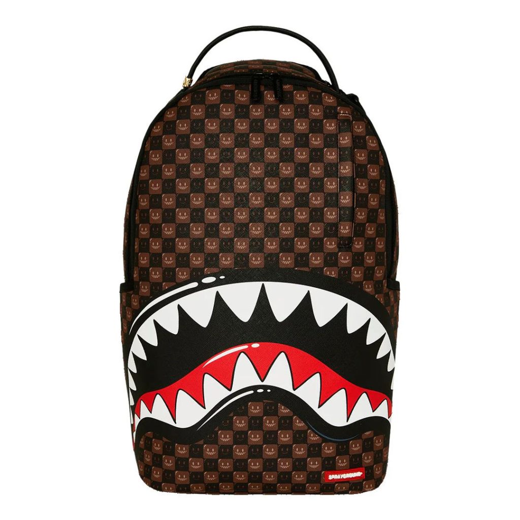 Sprayground - Shark In Paris WTF Bubble Brown Check Backpack Sprayground - Shark In Paris WTF Bubble Brown Check Backpack