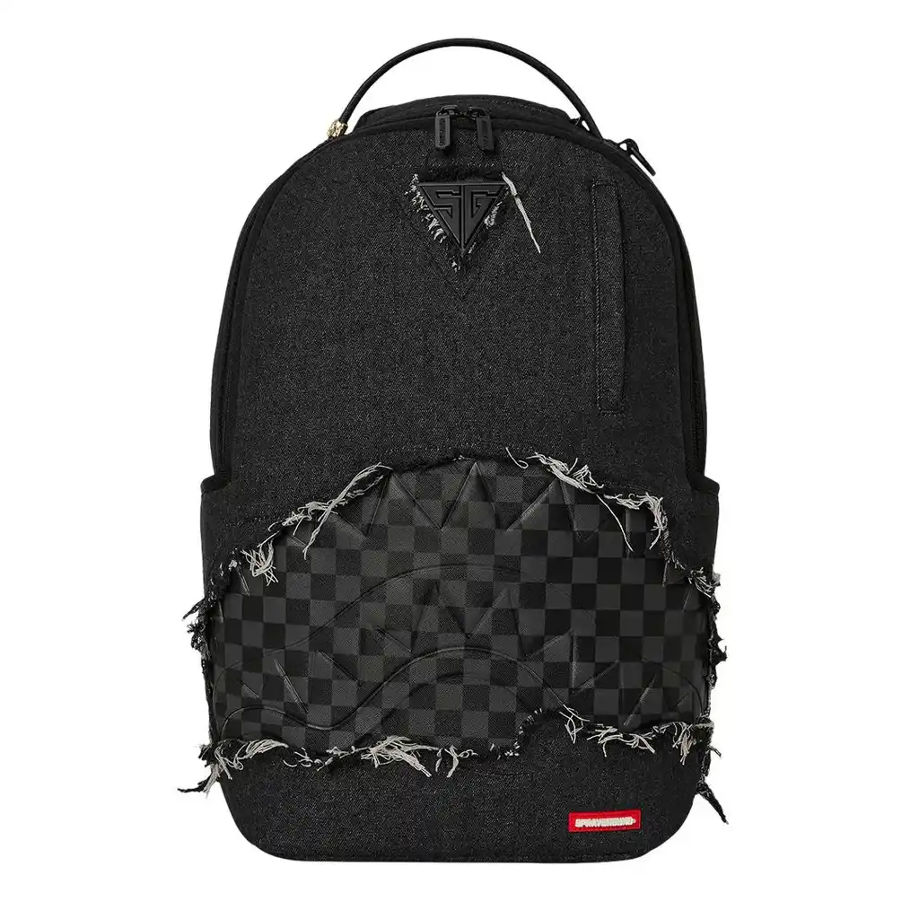 Sprayground - Black Denim Tear Shark Backpack Sprayground - Black Denim Tear Shark Backpack
